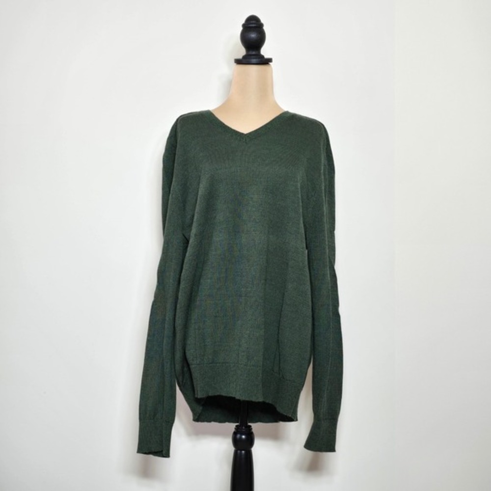Banana‎ Republic Men's V Neck Sweater Dark Green Merino Wool Size XL